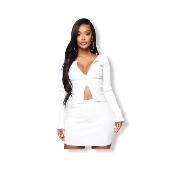 Fashion Nova White Ribbed Set - Picture 1 of 7